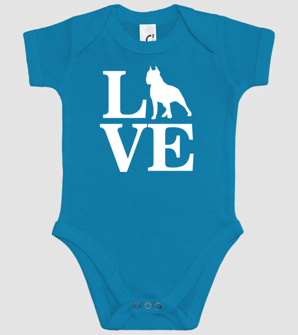LOVE BULLDOG model turcoaz pe tricou