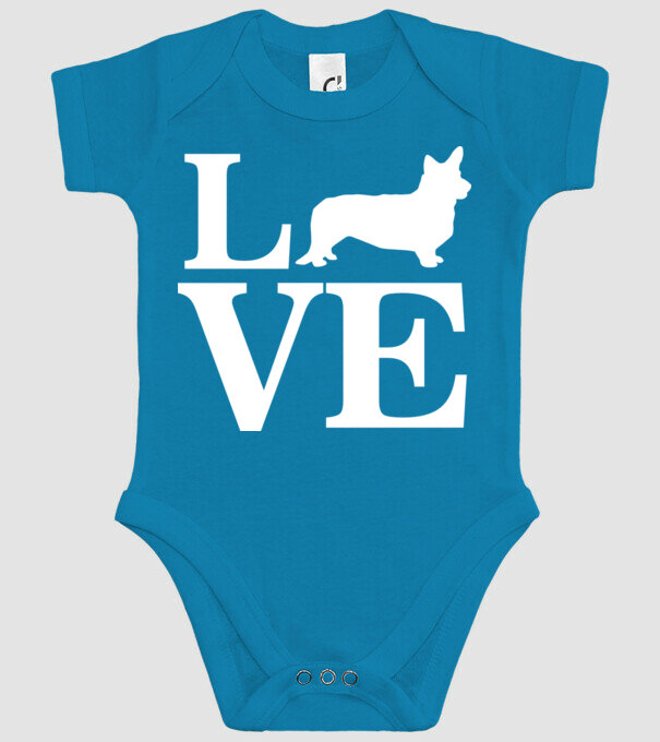 LOVE CORGIE model turcoaz pe tricou