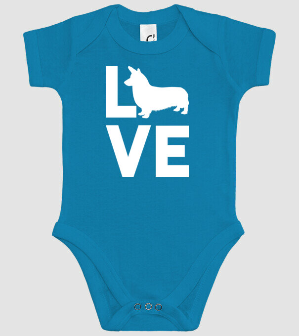 LOVE Corgie model turcoaz pe tricou