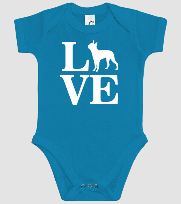 LOVE FRANCIA BULLDOG model turcoaz pe tricou