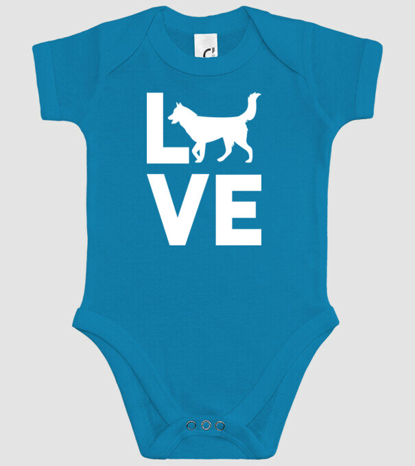 LOVE Husky model turcoaz pe tricou