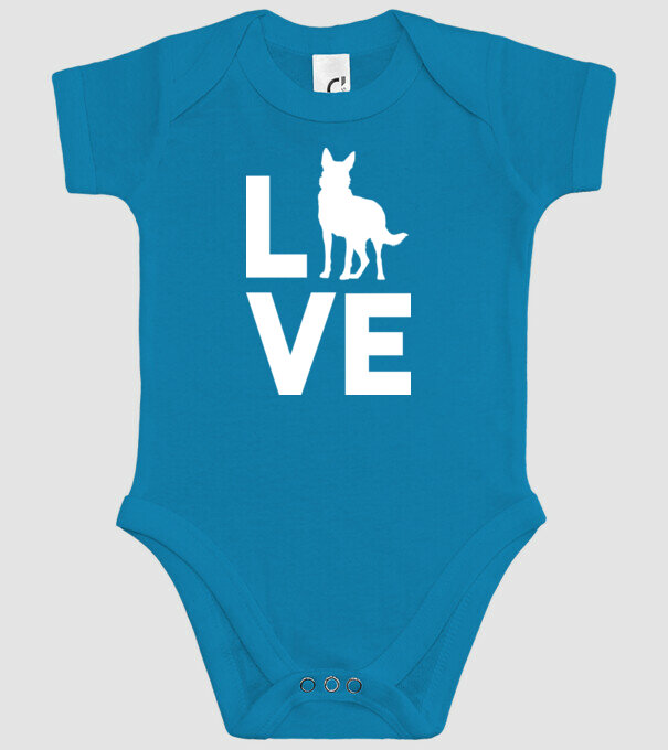 LOVE ciobănesc german model turcoaz pe tricou