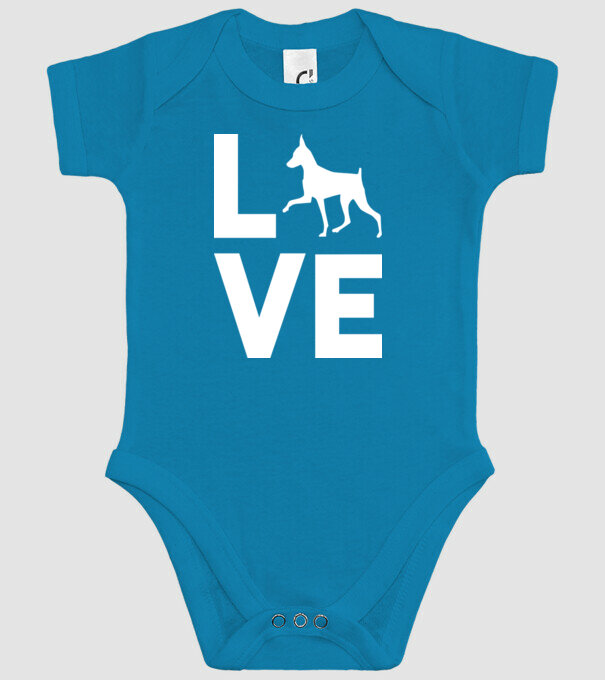 LOVE Pinscher model turcoaz pe tricou