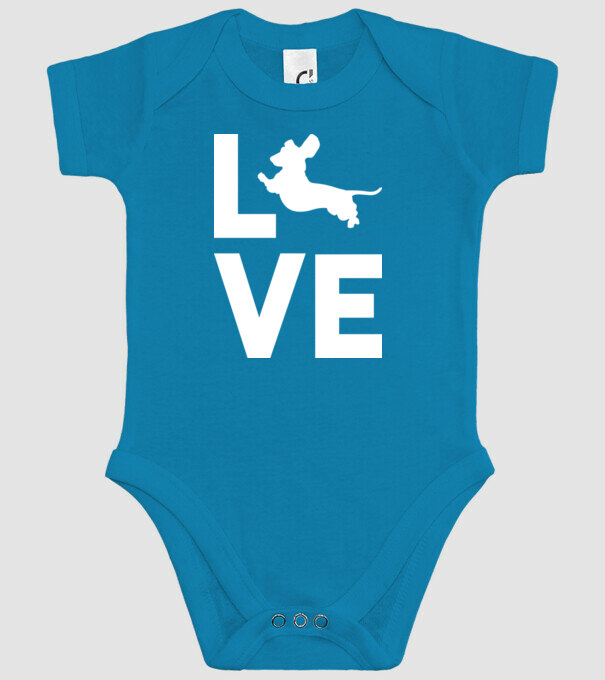 LOVE Teckel model turcoaz pe tricou