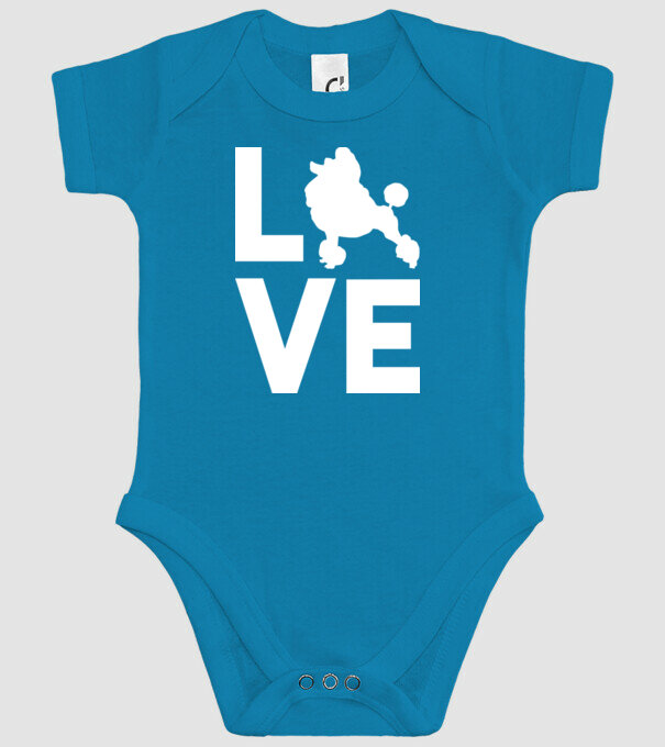 LOVE Pudel model turcoaz pe tricou