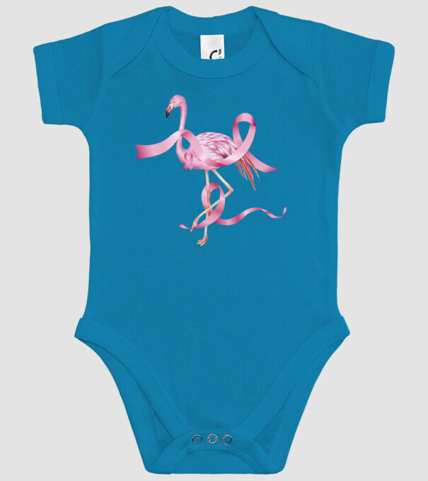 Împotriva Cancerului de sân flamingo model turcoaz pe tricou