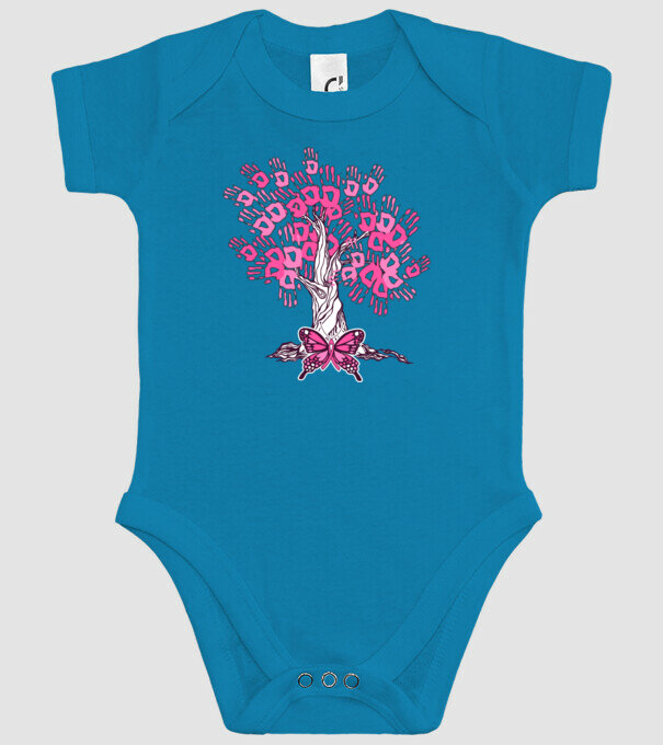 Copac cu fluture lupta împotriva cancerului de sân model turcoaz pe tricou