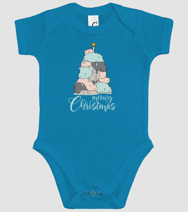 Meowy Christmas model turcoaz pe tricou