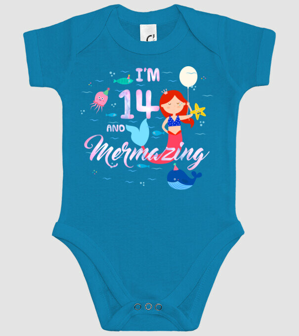 Mermazing Birthday 14 model turcoaz pe tricou