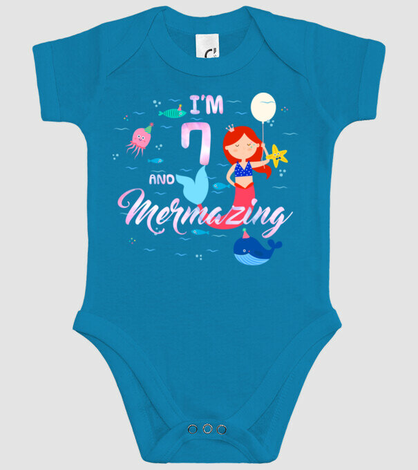Mermazing Birthday 7 model turcoaz pe tricou