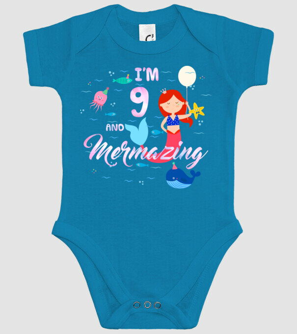 Mermazing Birthday 9 model turcoaz pe tricou