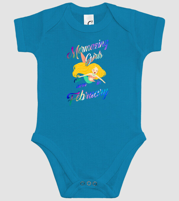 Mermazing girls are born february model turcoaz pe tricou