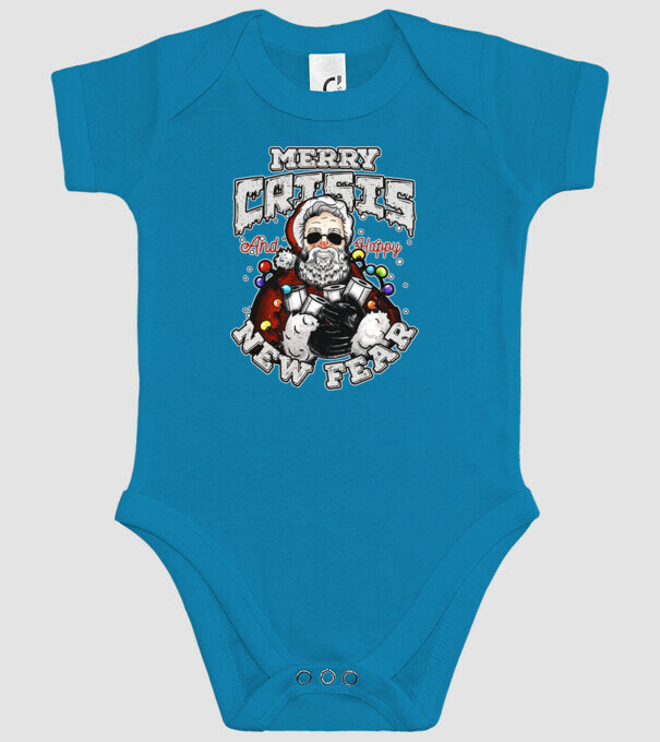 Merry Crisis and Happy New Fear model turcoaz pe tricou