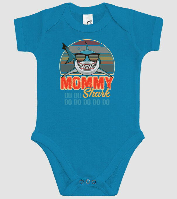 Mommy Shark model turcoaz pe tricou