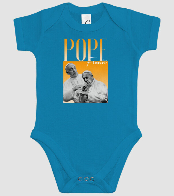 Pope Frances 90s poster model turcoaz pe tricou
