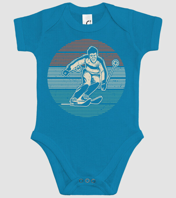 Retro circle ski textured model turcoaz pe tricou
