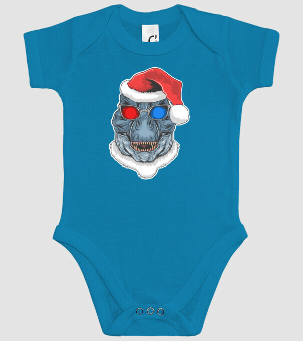 Santasaurus Rex model turcoaz pe tricou