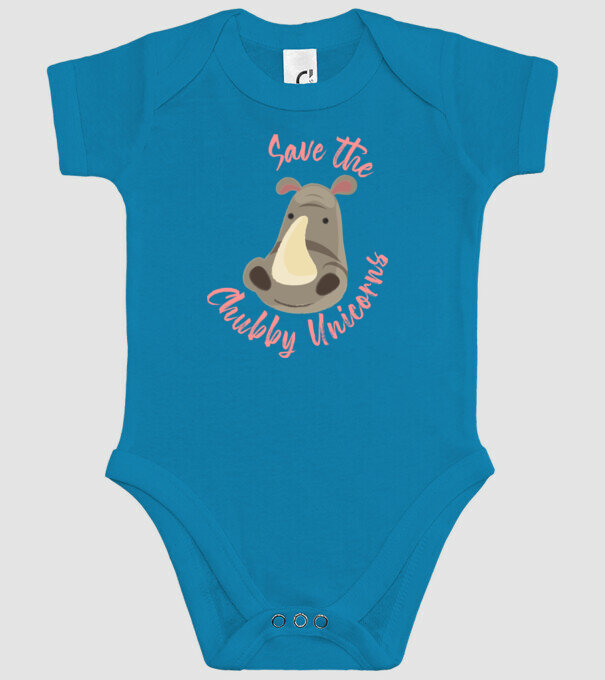 Save the chubby unicorns model turcoaz pe tricou