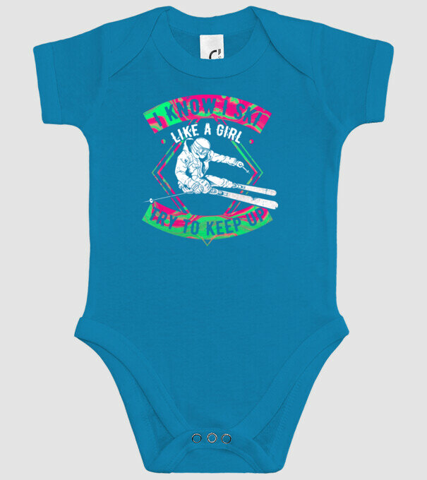 Skiing like a girl model turcoaz pe tricou