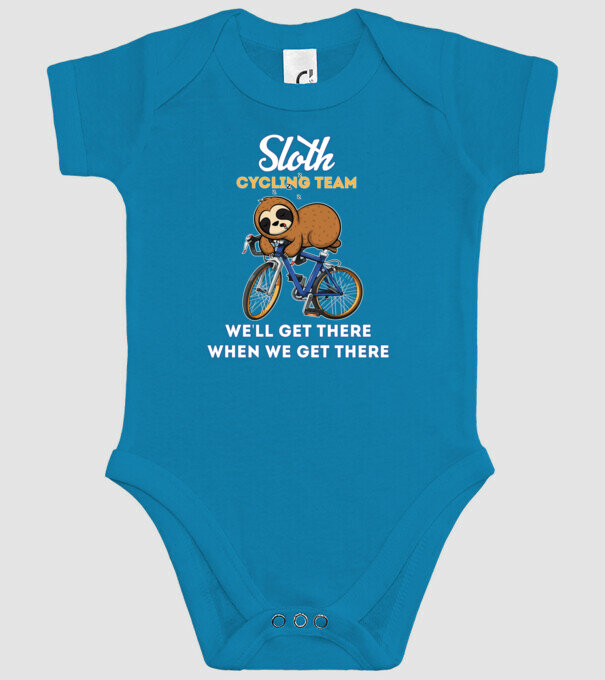 Sloth cycling team model turcoaz pe tricou