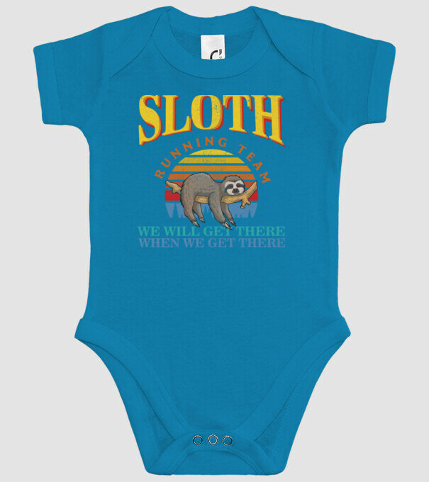 sloth running team retro model turcoaz pe tricou