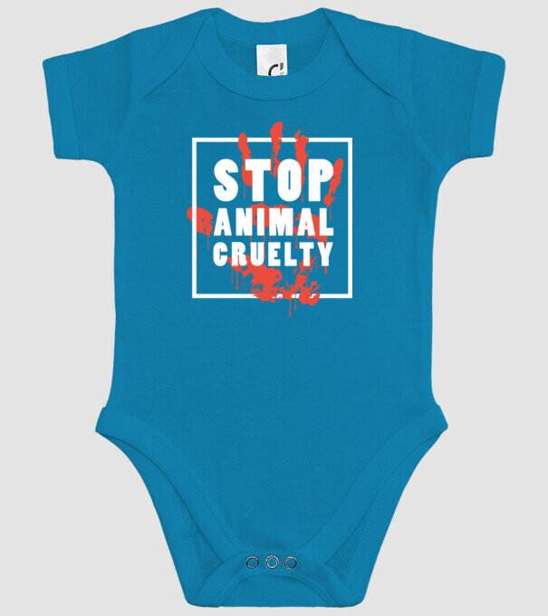 Stop animal cruelty model turcoaz pe tricou