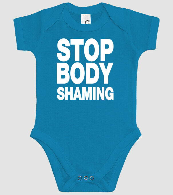 Stop body shaming helvetica model turcoaz pe tricou