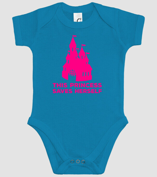 This princess saves herself model turcoaz pe tricou