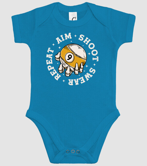Aim Shoot Swear Repeat Biliard model turcoaz pe tricou
