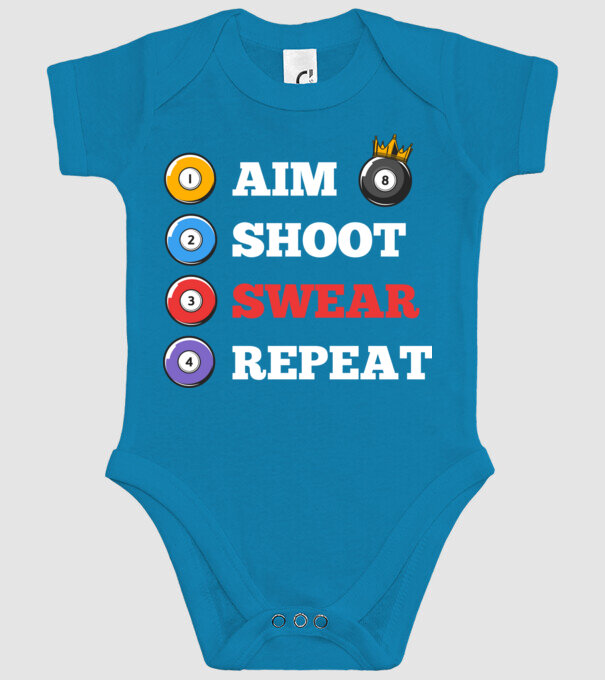 Aim swear shoot repeat - biliard v2 model turcoaz pe tricou