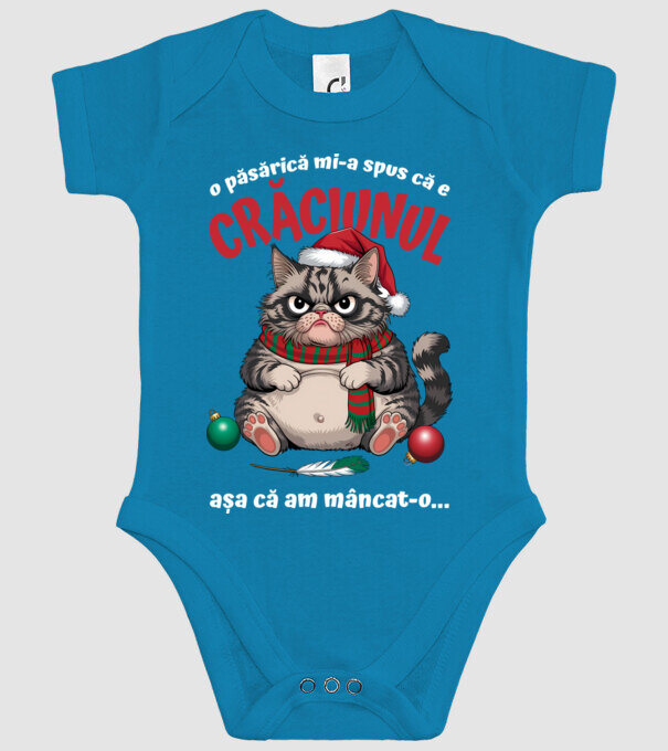Am mâncat pasărea Crăciun pisică Negru model turcoaz pe tricou