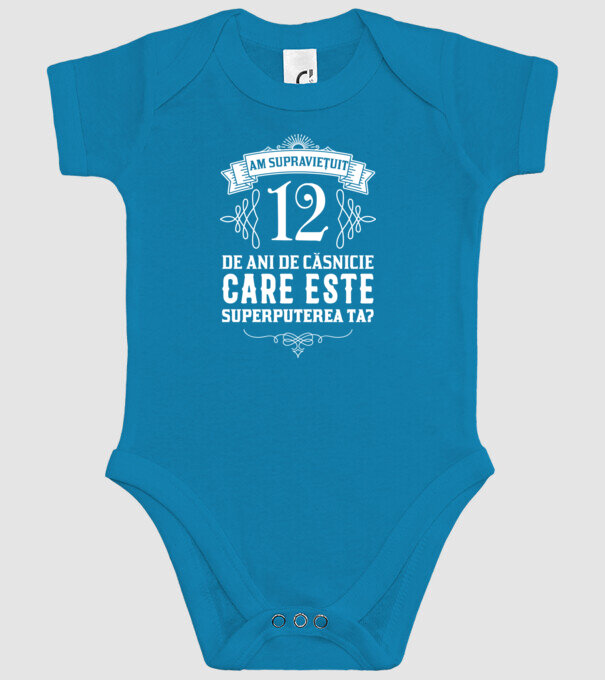 Am supraviețuit 12 ani de an de căsnicie - care este superputerea ta? model turcoaz pe tricou