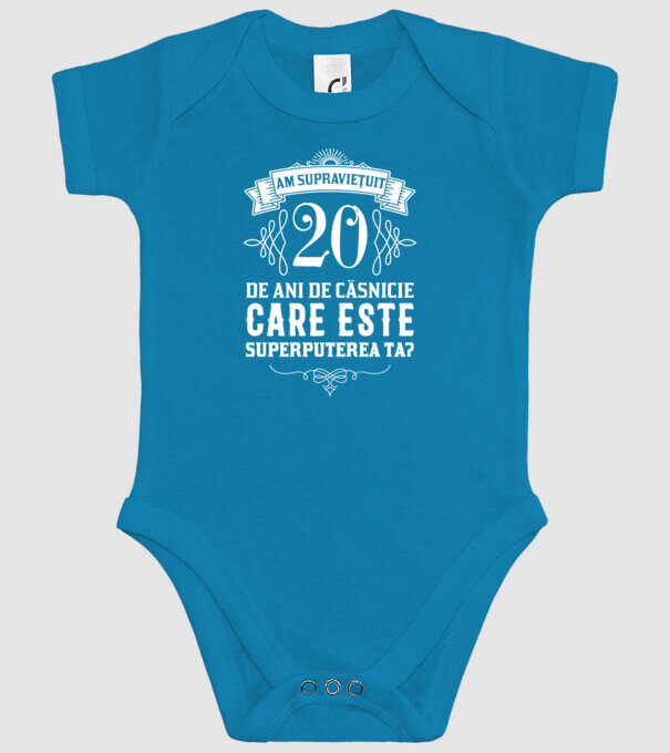 Am supraviețuit 20 de ani de căsnicie - care este superputerea ta? model turcoaz pe tricou