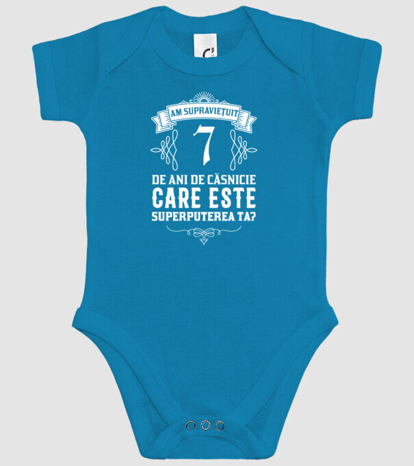 Am supraviețuit 7 ani de an de căsnicie - care este superputerea ta? model turcoaz pe tricou