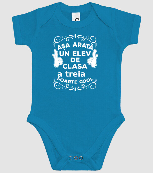 Așa arată un elev de clasa a treia foarte cool model turcoaz pe tricou