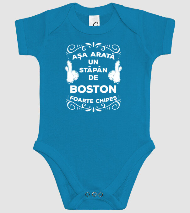 Așa arată un stăpân de Boston Terrier foarte chipeș model turcoaz pe tricou