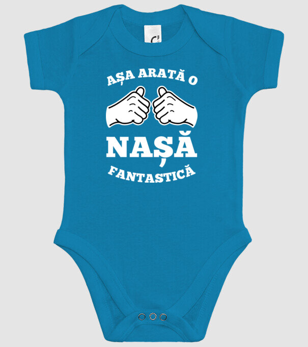 Așa arată o nașă fantastică model turcoaz pe tricou