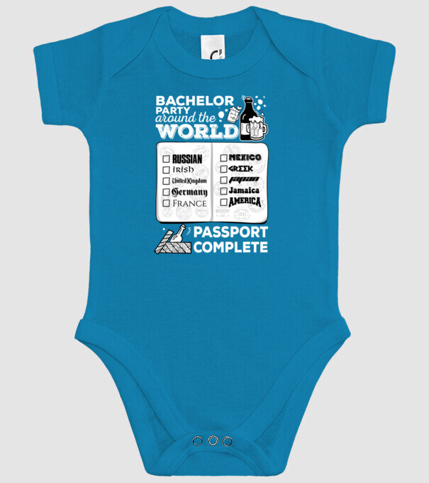 Bachelor Party World tour model turcoaz pe tricou