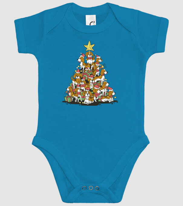beagle christmas tree model turcoaz pe tricou