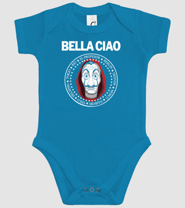 bella ciao stroke white model turcoaz pe tricou