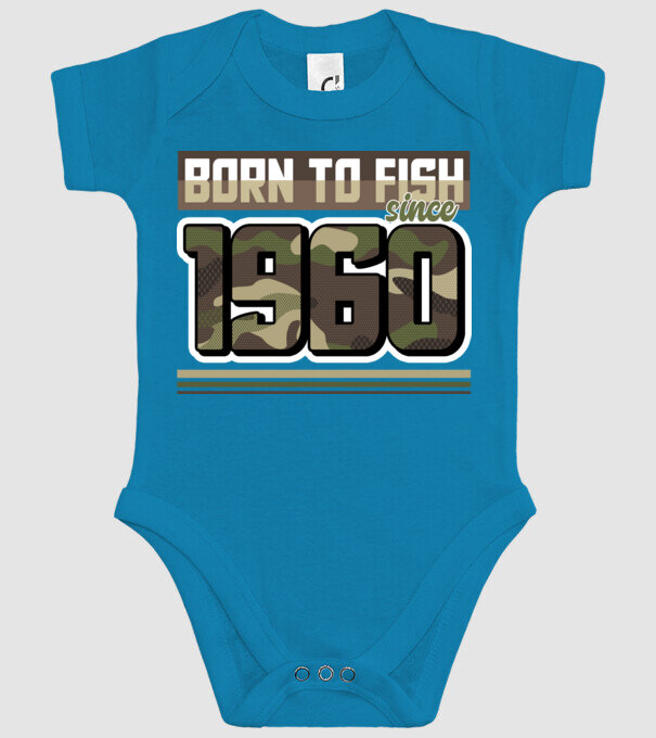 Born to fish since 1960 model turcoaz pe tricou
