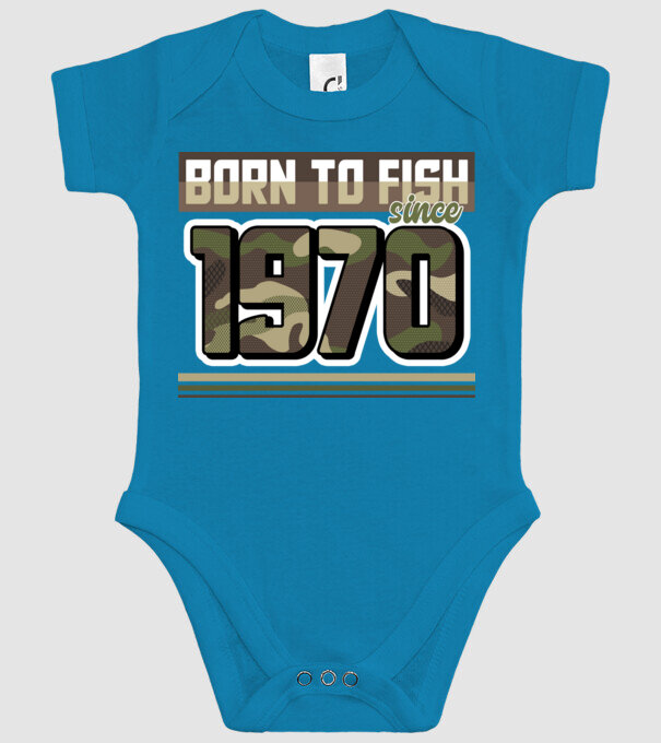 Born to fish since 1970 model turcoaz pe tricou