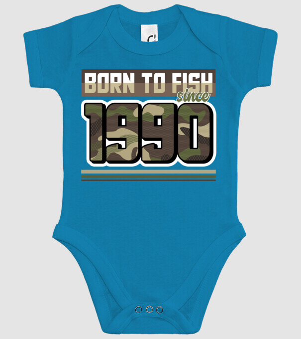Born to fish since 1990 model turcoaz pe tricou