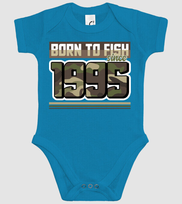Born to fish since 1995 model turcoaz pe tricou
