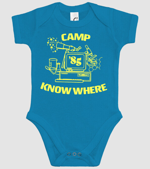 camp nowhere 85 stranger things model turcoaz pe tricou
