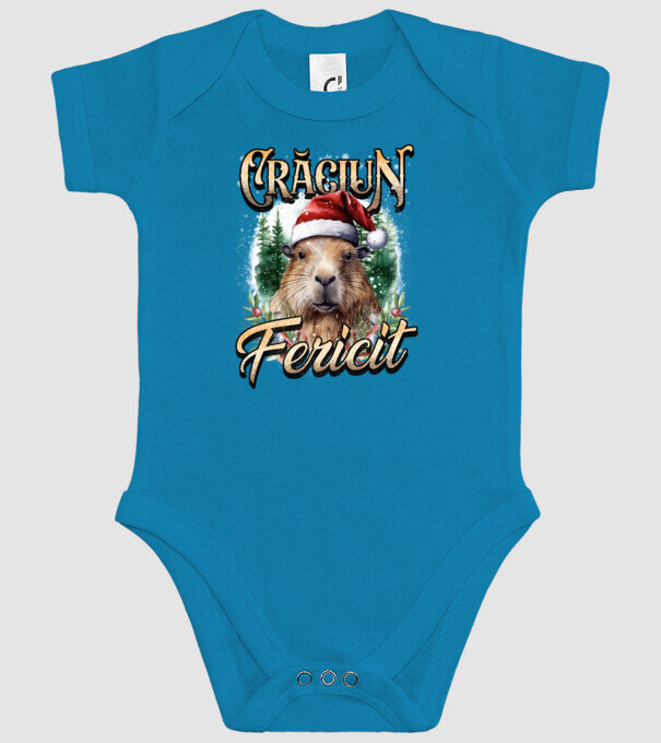 Capybara christmas model turcoaz pe tricou