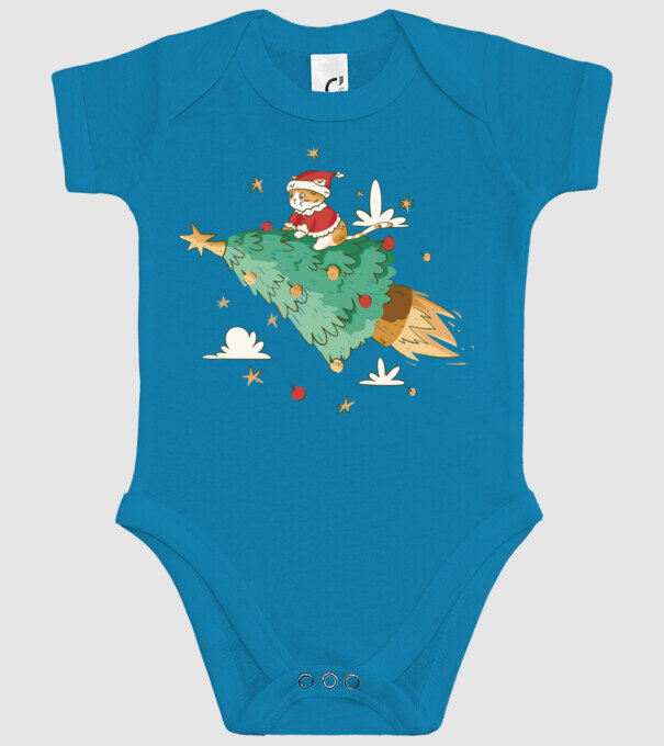 Christmas cat model turcoaz pe tricou