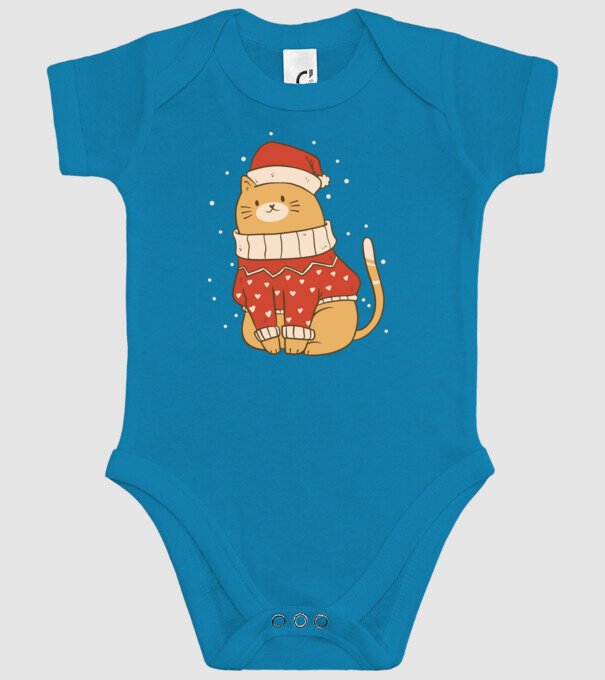 Christmas cat model turcoaz pe tricou