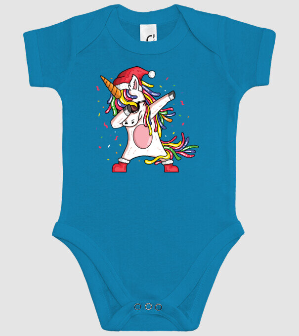 Christmas unicorn dab model turcoaz pe tricou