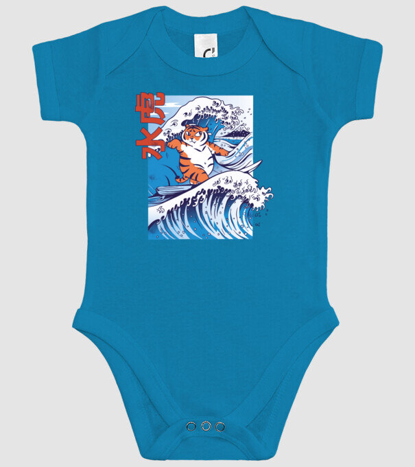 Chubby Surfer Tiger model turcoaz pe tricou